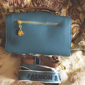Stunning Teal Genuine Leather Satchel Handbag